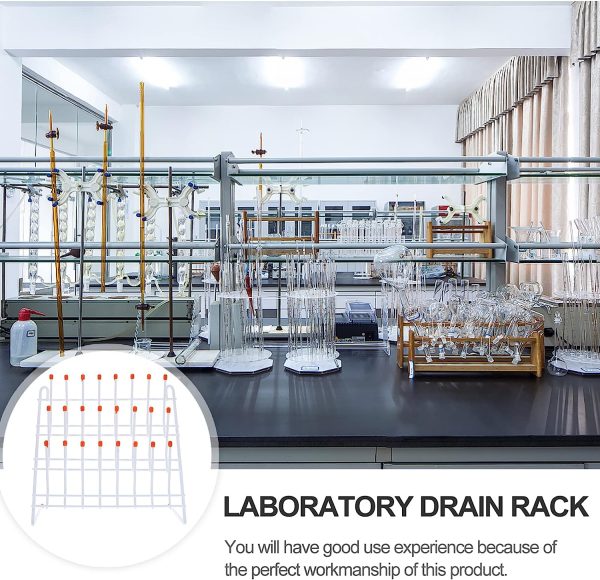 Baluue Test Tube Rack Laboratory Drying Rack Lab Glassware Drying Draining Rack Desk Top Lab Supply Cleaning Equipment for Education or Lab Science Use - Image 8