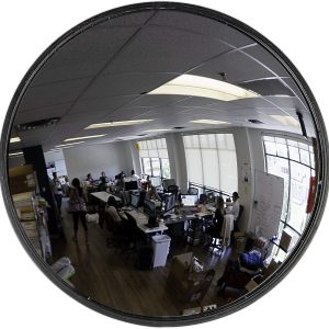 12” Acrylic Convex Mirror, Round Indoor Security Mirror for the Garage Blind Spot, Store Safety, Warehouse Side View, and More, Circular Wall Mirror for Personal or Office Use - Vision Metalizers,Black