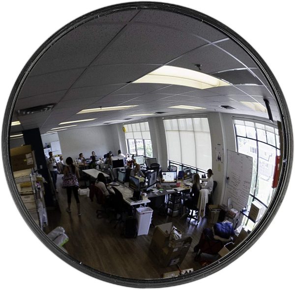 12” Acrylic Convex Mirror, Round Indoor Security Mirror for the Garage Blind Spot, Store Safety, Warehouse Side View, and More, Circular Wall Mirror for Personal or Office Use - Vision Metalizers,Black
