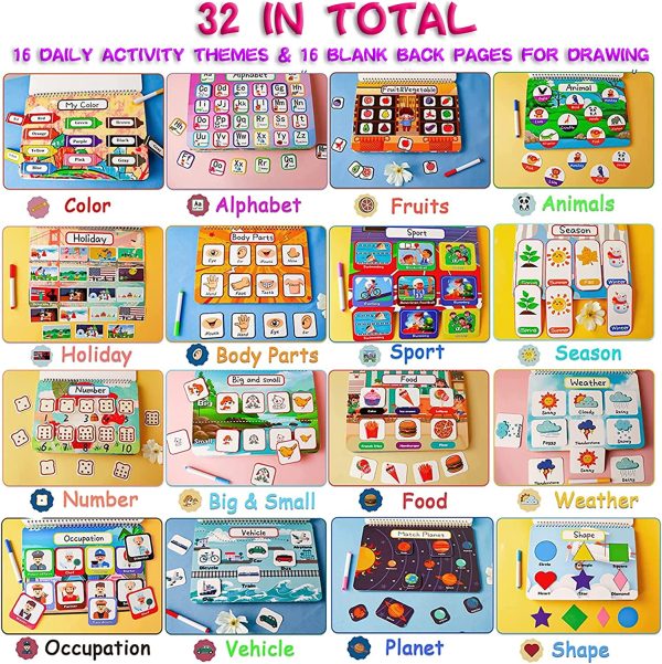 HeyKiddo Toddler Busy Book, 2023 Newest Autism Toys for Kids, Preschool Activity Binder for Autism & Special Needs, Drawing/ Educational Book for Home School Learning - Image 3