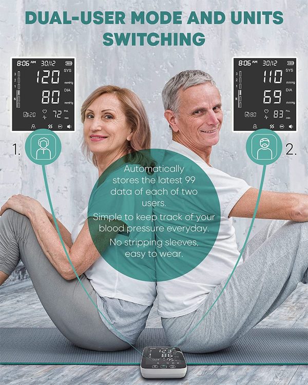 All New LAZLE Blood Pressure Monitor - Automatic Upper Arm Machine & Accurate Adjustable Digital BP Cuff Kit - Largest Backlit Display - 200 Sets Memory, Includes Batteries, Carrying Case - Image 4