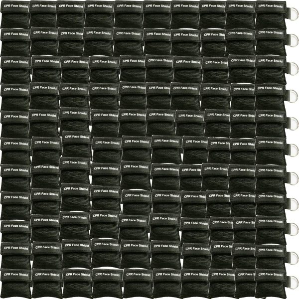 100pcs CPR Face Shield Mask Keyring Emergency Kit Rescue Face Shields for First Aid or CPR Training (Black-100)