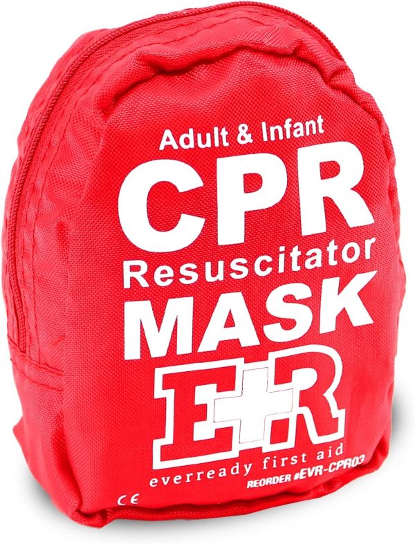 Ever Ready First Aid Adult and Infant CPR Mask Combo Kit with 2 Valves with Pair of Vinyl Gloves & 2 Alcohol Prep Pads - Red - Image 2