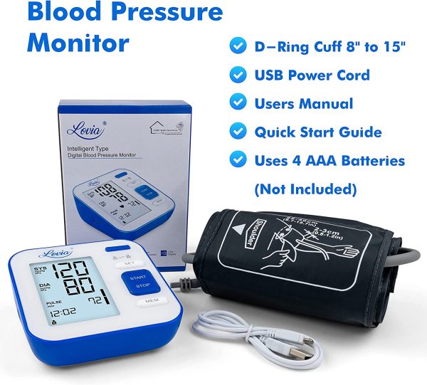 Blood Pressure Monitor Upper Arm, LOVIA Accurate Automatic Digital BP Machine for Home Use & Pulse Rate Monitoring Meter with Cuff 22-40cm, 2×120 Sets Memory - Image 7