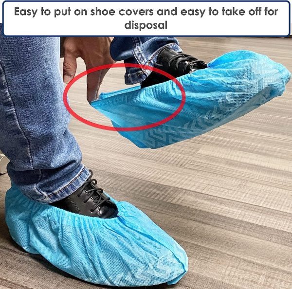 Buena Goods 100 Pack Extra Large Disposable Blue Boot & Shoe Covers. Reusable Premium Water Resistant Durable Booties with Non Slip Treads for Indoor Use. Fits US Men's Size 14 & Women's 16 Shoe Size - Image 5