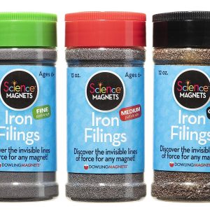 Dowling Magnets Iron Filings Variety Pack, 3 Jars (fine, Medium, coarse), 12 Ounces Each (731050)