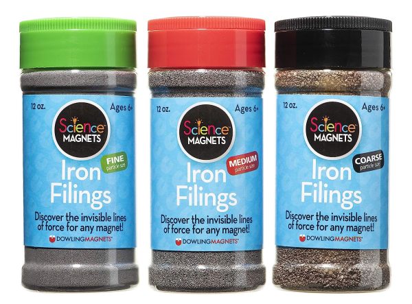Dowling Magnets Iron Filings Variety Pack, 3 Jars (fine, Medium, coarse), 12 Ounces Each (731050)