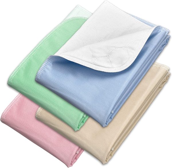 Incontinence Bed Pads - Reusable Waterproof Underpad Chair, Sofa and Mattress Protectors - Highly Absorbent, Machine Washable - for Children, Pets and Seniors (34x36 (Pack of 4), Multi-Color)