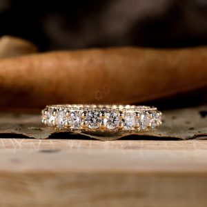 2.73 CT Round Diamond Eternity Band, Lab Created Diamond Wedding Band, Three Sided Pave Band, Stackable Band, Anniversary Ring, Gift for Her