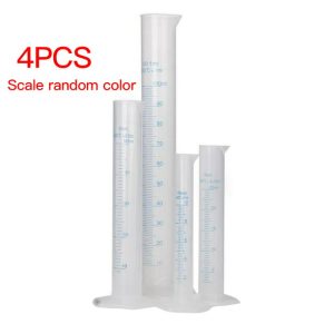 Hi.FANCY 4Pcs Plastic Graduated Cylinder Kitchen Laboratory Experiment Test Water Measurement Measuring Tube Cylinder - Transparent