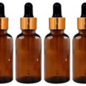 HOMEOTRADE 10ML AMBER COLOR PACK OF 4 PCS GLASS DROPPER WITH GOLDEN BLACK PIPPET DROPPER Laboratory Dropper Bottle  (Glass 10 ml Pack of4)