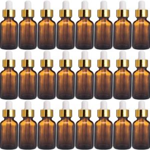 HOMEOTRADE 30ML AMBER COLOR PACK OF 12 PCS GLASS DROPPER WITH GOLDEN WHITE PIPPET DROPPER Laboratory Dropper Bottle  (Glass 30 ml Pack of12)