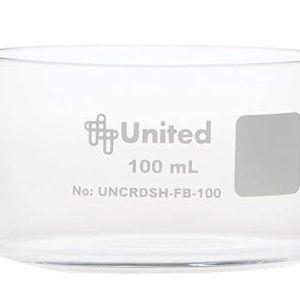 United Scientific Supplies Crystallizing Dish, 100ml Flat Bottom | Borosilicate 3.3 Glass - Laboratory, Kitchen, Crafts | Pack of 6, Clear