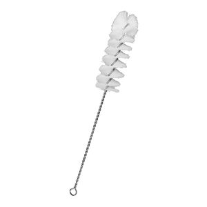 Nylon Cleaning Brush with Fan-Shaped End, 9.25" - Twisted Stainless Steel Wire Handle - Ideal for 0.3" - 0.5" Diameter Tubes, Bottles, Cylinders, Flasks, Straws - Eisco Labs