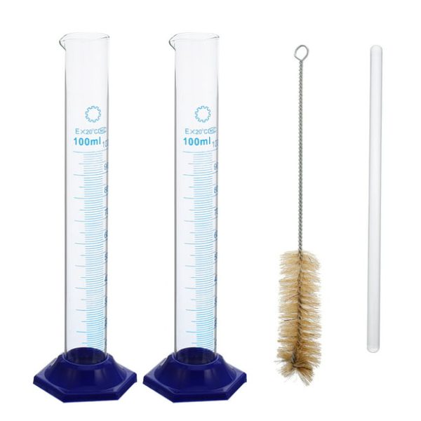 Homemaxs 4 Pcs 100mL Measuring Cylinder Glass Round Base Laboratory Chemistry Equipment