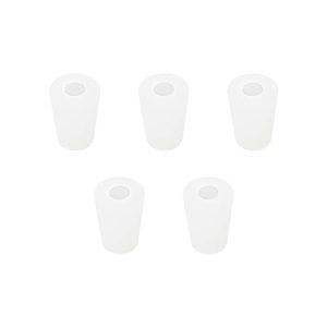 Faotup 5PCS 2# 1.95CM/0.67Inch White Tapered Rubber Stopper with Hole,Lab Stoppers with Holes,Test Tube Stoppers with Holes,Silicone Stopper Plug with Hole,8MM Aperture