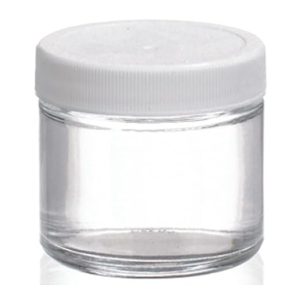 Wheaton W216903 Clear Glass 2oz Straight Sided Jar, with 53-400 White Polypropylene Poly-Vinyl Lined Screw Cap (Case of 24)