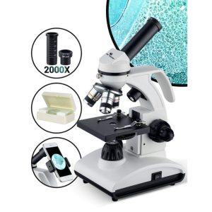LAKWAR 100X-2000X Microscopes for Kids Students Adult,with Microscope Slides Set, Phone Adapter, Powerful Biological Microscopes for School Laboratory Home Education