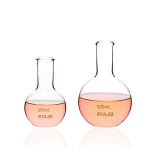 ULAB Boiling Flask of Flat Bottom Set, 2 Sizes 250ml 500ml, Borosilicate 3.3 Glass Material, UBF1007
