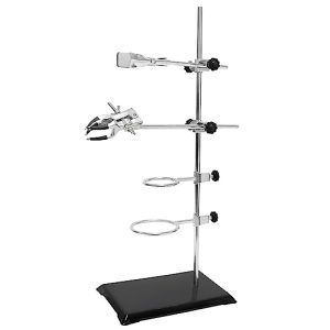 Wisamic Chemistry Laboratory Stand Set with 2 Retort Rings (Dia. 2.2/2.6 inch), Flask Clamp (Dia 1.77 inch), Lab Clamp Retort (Dia 3.15 inch), 2 Boss Head, Support Stand and Rod