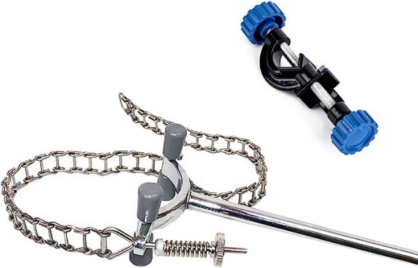 LabZhang Lab Chain Clamp with Adjustable Bosshead Clamp Holder,Nickel-Plated Zinc, 40-180mm Holding Size, 300mm Overall Length