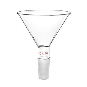 QWORK Glass Jointed Short Stem Powder Funnel Filter Funnel with 100mm Top O.D and 24/40 Inner Joint for lab