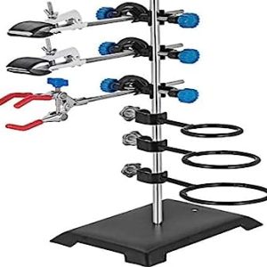 VEVOR Laboratory Grade Metalware Set - Lab Support Stand Set 3 Clips Premium Iron Material Lab Stand Clamp Holder Lab Clamp Flask Clamp Condenser Stand 60cm