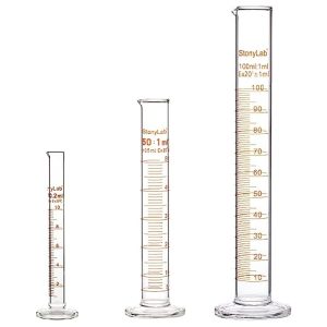StonyLab Combo Pack Borosilicate Glass 10ml/50ml/100ml Heavy Wall Graduated Cylinder Measuring Cylinder (10ml/50ml/100ml)