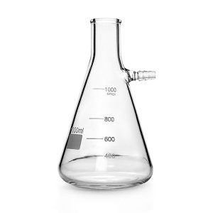 QWORK 1000ml Clear Borosilicate Glass, Bolt Neck with Tubulation, 1L Filtering Flask