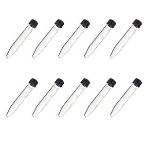 TEHAUX Conical Centrifuge Tubes, 10PCS 15ml Leak- Proof Sterile with Screw Cap Graduated Glass Vial Tube Test Container