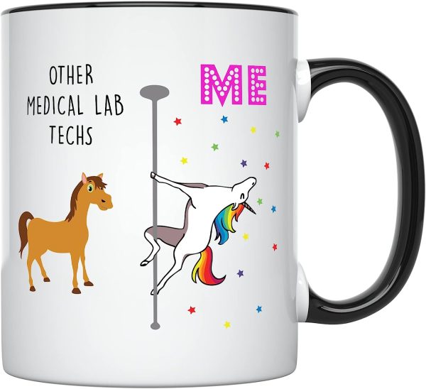 YouNique Designs Medical Lab Tech Mug for Men and Women, 11 Ounces, Lab Technician Cup, Laboratory Coffee Mug for Lab Week, Funny Laboratory Cup, Laboratory Technician Mug (Black Handle)