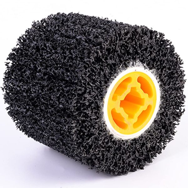 4.5" x 4" Abrasive Drawing Wheel Surface Conditioning Tool, SHITIME Wire Wheel Burnishing Tool for Metal Polishing Paint, Rust, Oxidation - 3/4" Quad Keyway for Hand held Polishing Machine.