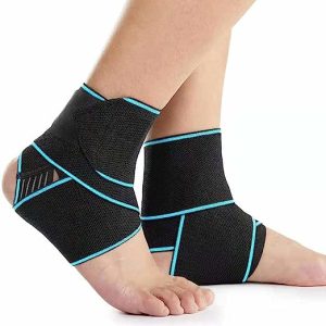 2 Ankle Support Braces - Breathable Adjustable Compression Ankle Sports Wrap. For Men & Women - Stabilize Ligaments - Eases Swelling and Sprained Ankle (Blue Pair)