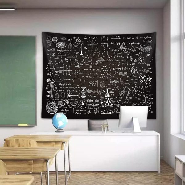 Classroom Tapestry for Science Lab Backdrop Decorations, Math Science Theme Table Cloth Tapestries Wall Hanging for Bedroom College Dorm Living Room School Decor 60X40", Education Poster Blanket - Image 2