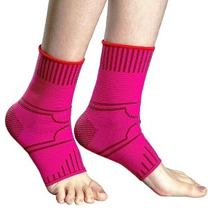 CURELIX Ankle Brace Support for Women & Men (Pair), Ankle Compression Socks for Plantar Fasciitis, Sprained Ankle, Achilles Tendon Support, Pain Relief, Recovery, Sport Protection (Rose,M)