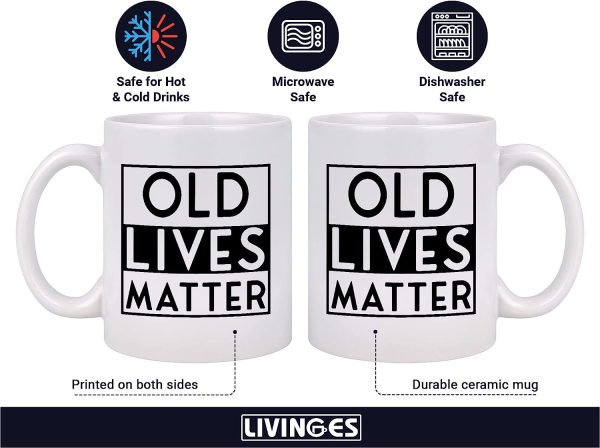 Old Lives Matter Mug Old Lives Still Matter Gifts for Men Old Lives Still Matter Coffee Mug 11oz Gifts for Elderly Men Dad Grandparent Over The Hill Gag Gifts 60th 70th Senior Birthday Gifts - White - Image 2