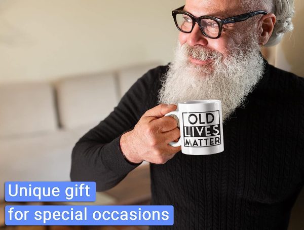 Old Lives Matter Mug Old Lives Still Matter Gifts for Men Old Lives Still Matter Coffee Mug 11oz Gifts for Elderly Men Dad Grandparent Over The Hill Gag Gifts 60th 70th Senior Birthday Gifts - White - Image 3