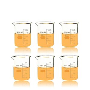 ULAB Scientific Glass Beakers, Vol. 500ml, 3.3 Borosilicate Griffin Low Form with Printed Graduation, Pack of 6, UBG1038