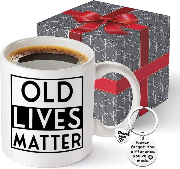 Old Lives Matter Mug Old Lives Still Matter Gifts for Men Old Lives Still Matter Coffee Mug 11oz Gifts for Elderly Men Dad Grandparent Over The Hill Gag Gifts 60th 70th Senior Birthday Gifts - White