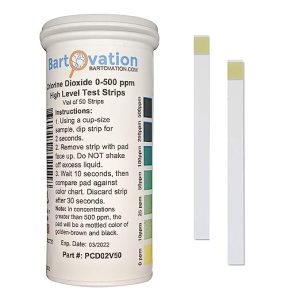 Chlorine Dioxide Single Factor Test Strips, 0-500 ppm [Vial of 50 Strips]