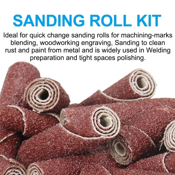 62Pcs Mini Sanding Cone Engine Porting Assortment Kit Cone Cylinder Shaped Abrasive Sanding Set Sleeve Sandpaper Roll with 1/4inch Shank - Image 4