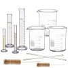Thick Glass Graduated Measuring Cylinder Set 5ml 10ml 50ml 100ml Glass Measuring Beaker Set 50ml 100ml 250ml with 2 Glass Stirring Rods 12’’ Long 1/4’’ Diameter and 2 Brushes