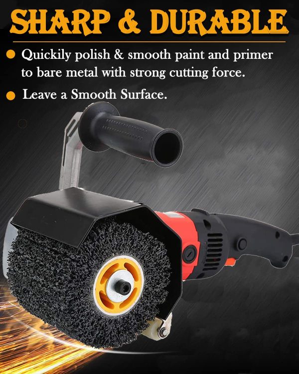 4.5" x 4" Abrasive Drawing Wheel Surface Conditioning Tool, SHITIME Wire Wheel Burnishing Tool for Metal Polishing Paint, Rust, Oxidation - 3/4" Quad Keyway for Hand held Polishing Machine. - Image 2