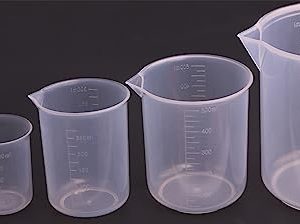 Shapenty 5 Sizes 50ml / 100ml /250ml /500ml /1000ml Capacity Clear Plastic Graduated Measuring Beaker Set Liquid Cup Container, 5PCS