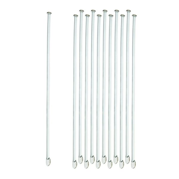 10PK Glass Stirring Rods, 7.9" - Spade & Button Ends, 6mm Diameter - Excellent for Laboratory or Home Use - Borosilicate 3.3 Glass - Eisco Labs