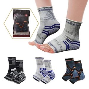 1pair Neuropathy socks for women and man, Ankle brace Socks and Tendonitis compression socks,For Pain Relief and Plantar Fasciitis for women and man,socks for neuropathy and ankle swelling-Grey-L