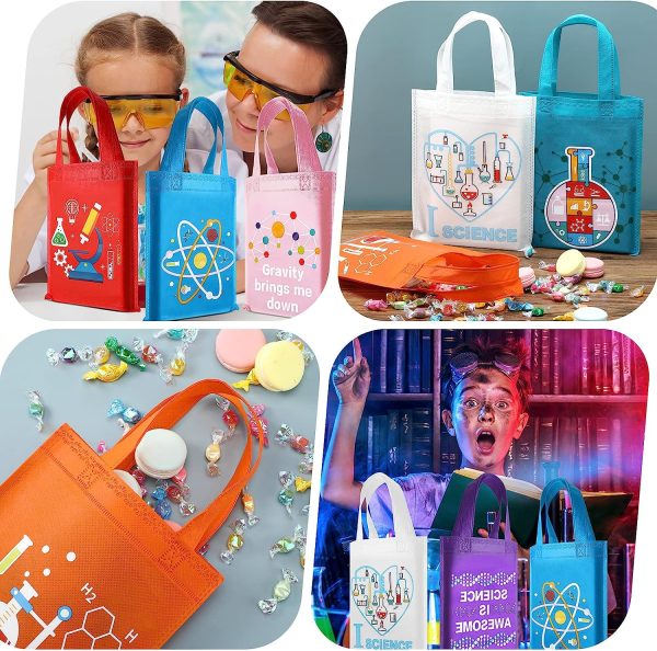 24 Pcs Science Party Favor Bags, Truck Science Goodie Gift Treat Bag with Handles, Non Woven Scientist Birthday Bags, Science Birthday Party Decorations for Kids Themed Party Supplies (Science Style) - Image 5