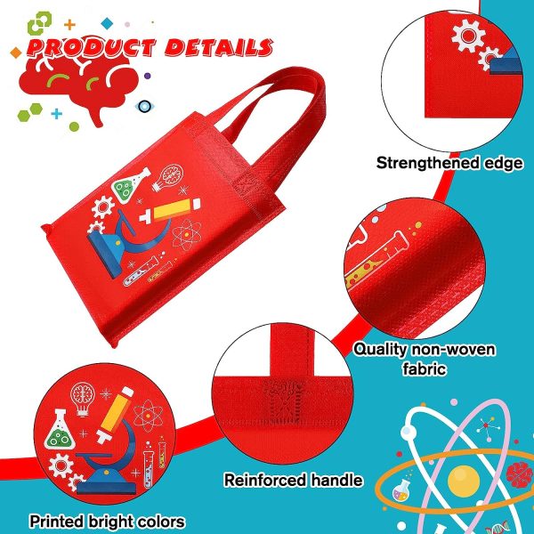 24 Pcs Science Party Favor Bags, Truck Science Goodie Gift Treat Bag with Handles, Non Woven Scientist Birthday Bags, Science Birthday Party Decorations for Kids Themed Party Supplies (Science Style) - Image 4