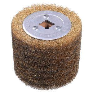 4.7" x 4" Stainless Steel Wire Brush Drum Surface Conditioning Tool, SHITIME Drawing Wheel Wire Wheel Burnishing Tool for Metal Surface Polishing Grinding Removing Rust-3/4" Quad Keyway