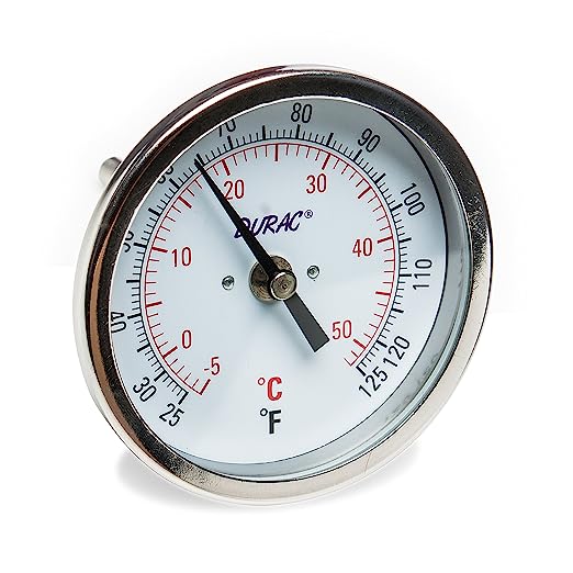 SP Bel-Art, SP Bel-Art, H-B DURAC Bi-Metallic Dial Thermometer; 60 to 400C  (150 to 750F), 1/2 in. NPT Threaded Connection, 75mm Dial